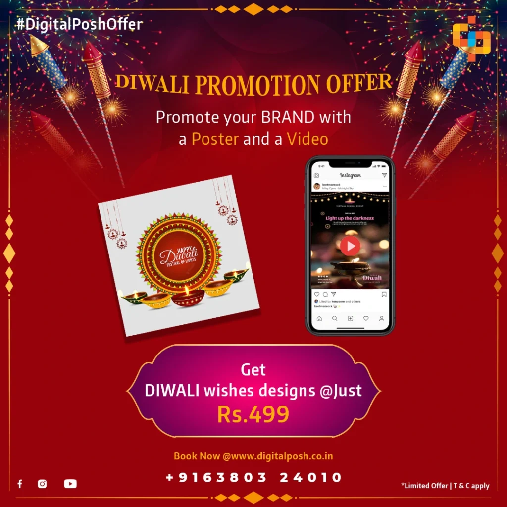 Diwali wishes Templates with Poster and Video Offer DigitalPosh