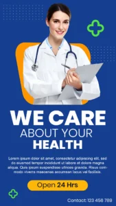 Modern free blue background templates for health care promotions