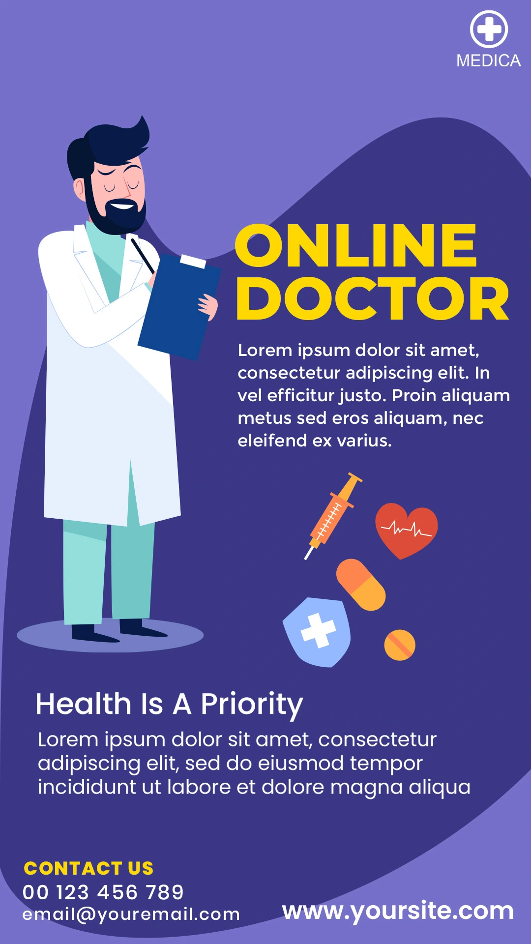 Promotional cards from DigitalPosh for the Ideal Medical Ads 2 infographic examples from DigitalPosh Free Downloads
