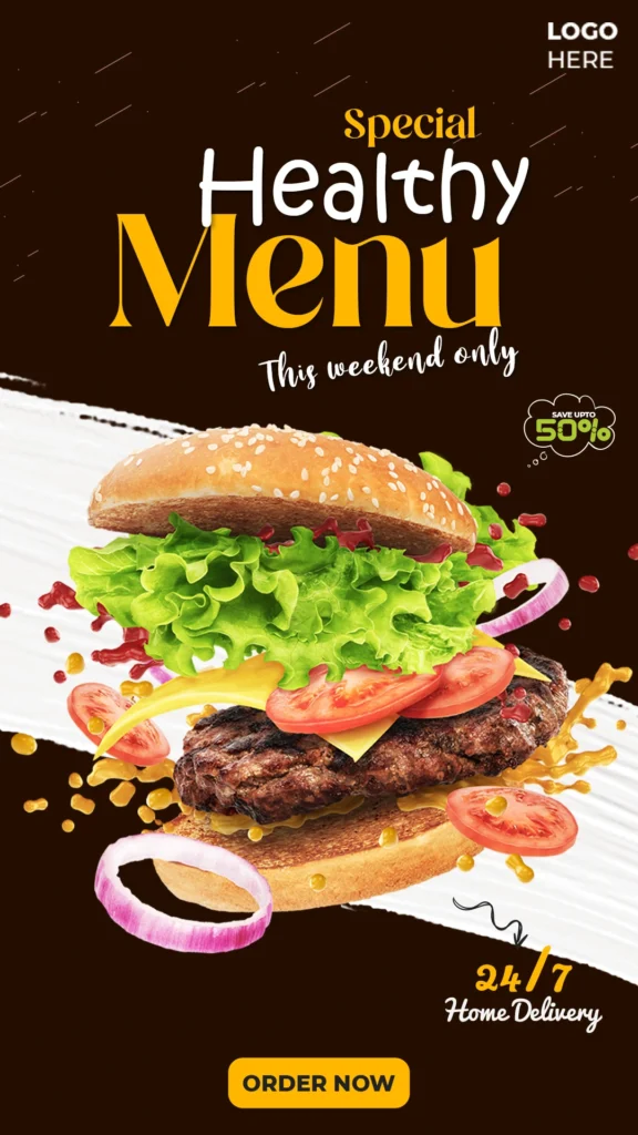 healthy menu design now available in DigitalPosh food and beverage category