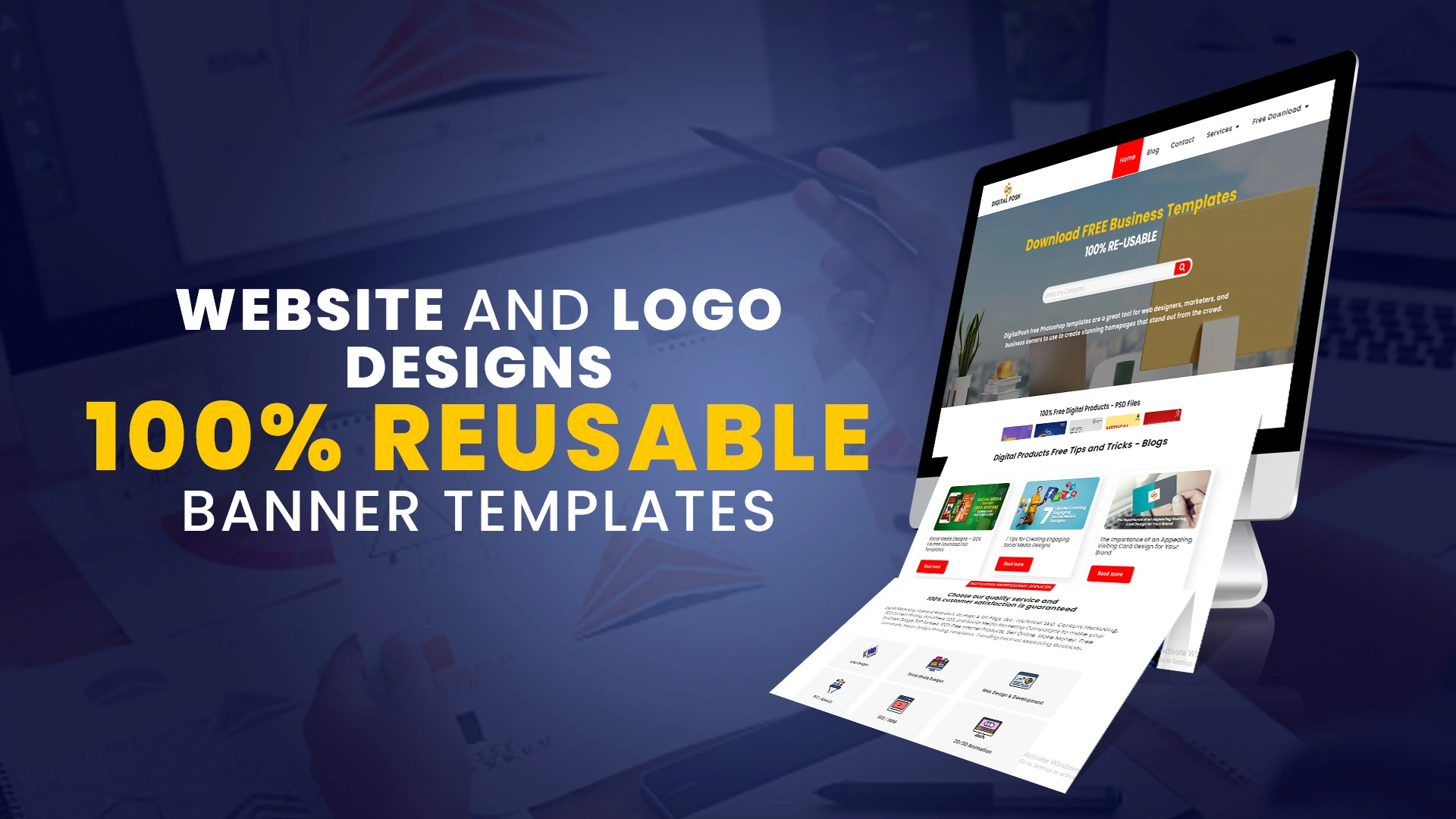 Website and Logo designs – 100% reusable web designer banner free photoshop templates | Digitalposh