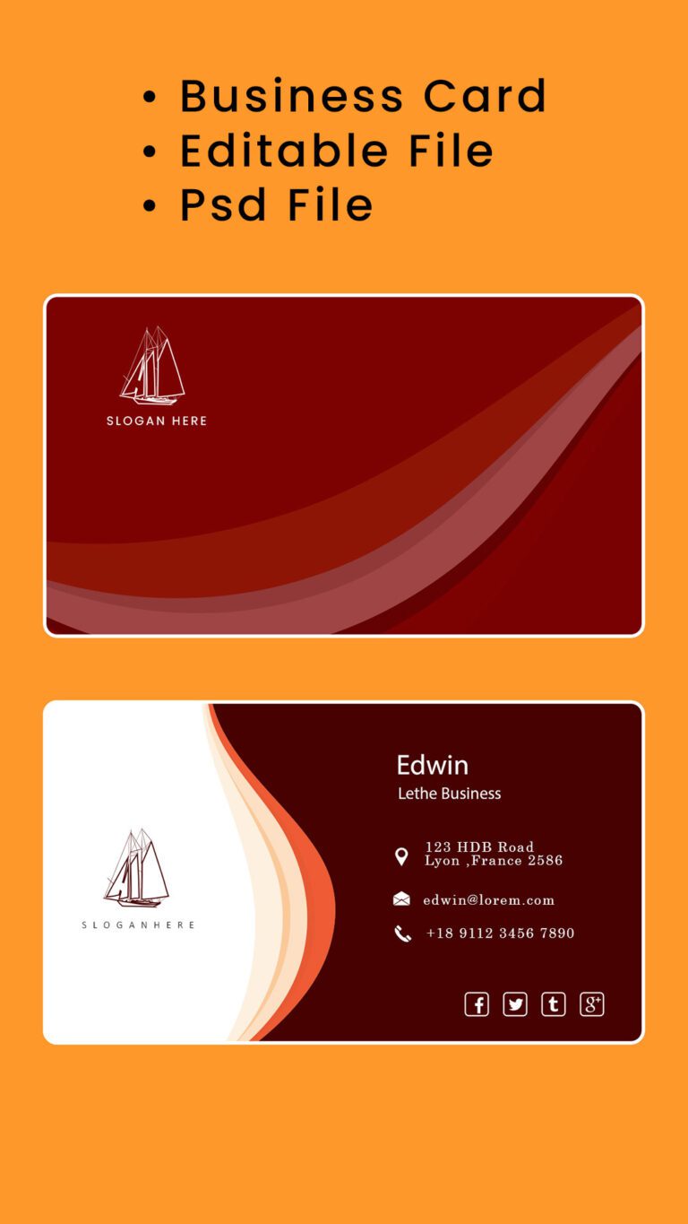 Digital Posh Maroon Colored Business Cards PSD Template