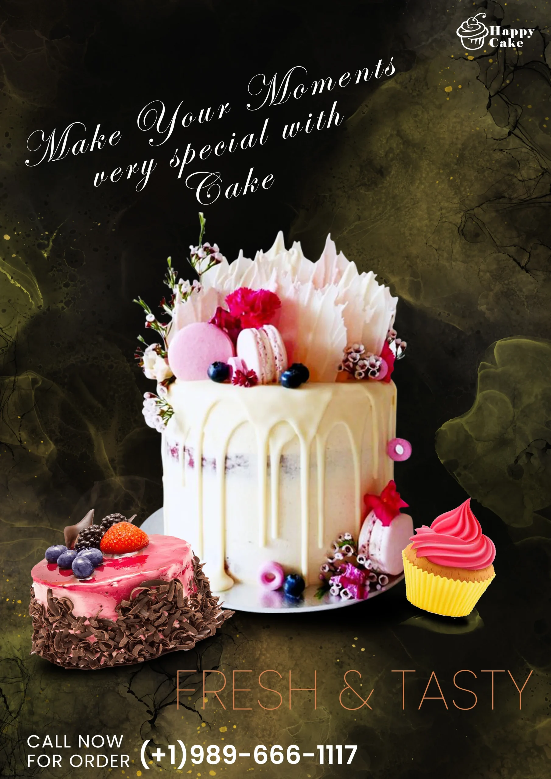 Digitalposh free cake shop pamphlet design - show case your product in 3d view