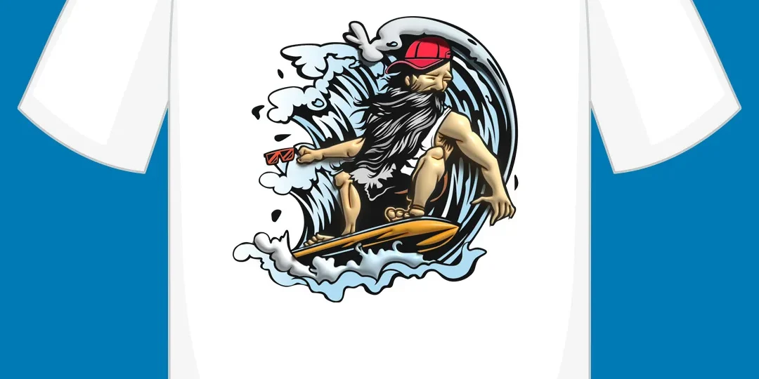 Digitalposh Free PSD - Best illustration poster with surfboard t-shirt design