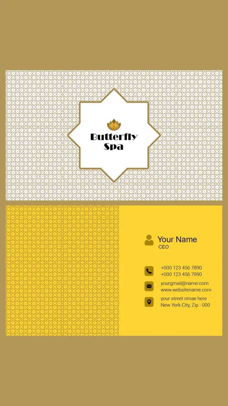 Digitalposh Free PSD - Minimal Yellow background design business cards for Spa