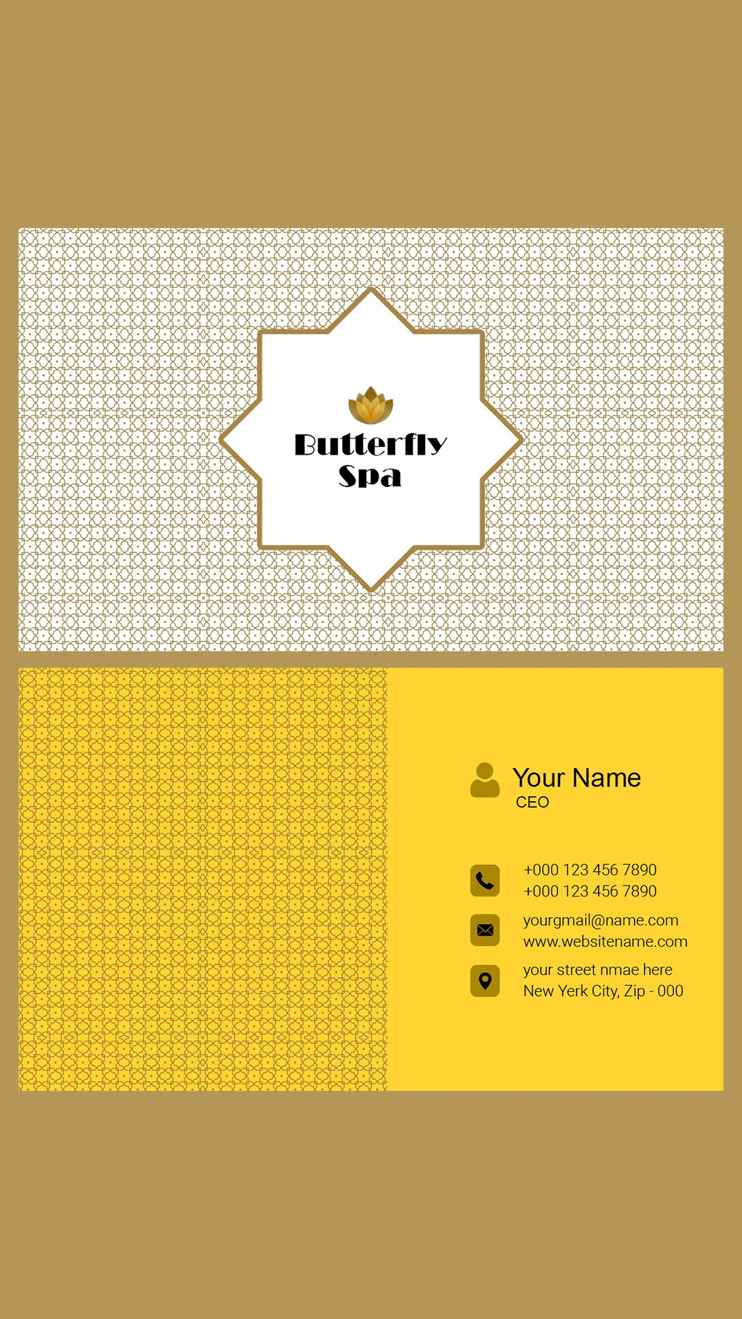 Landscape Pink Background - Front & Back Design 2 Digitalposh Free PSD - Minimal Yellow background design business cards for Spa