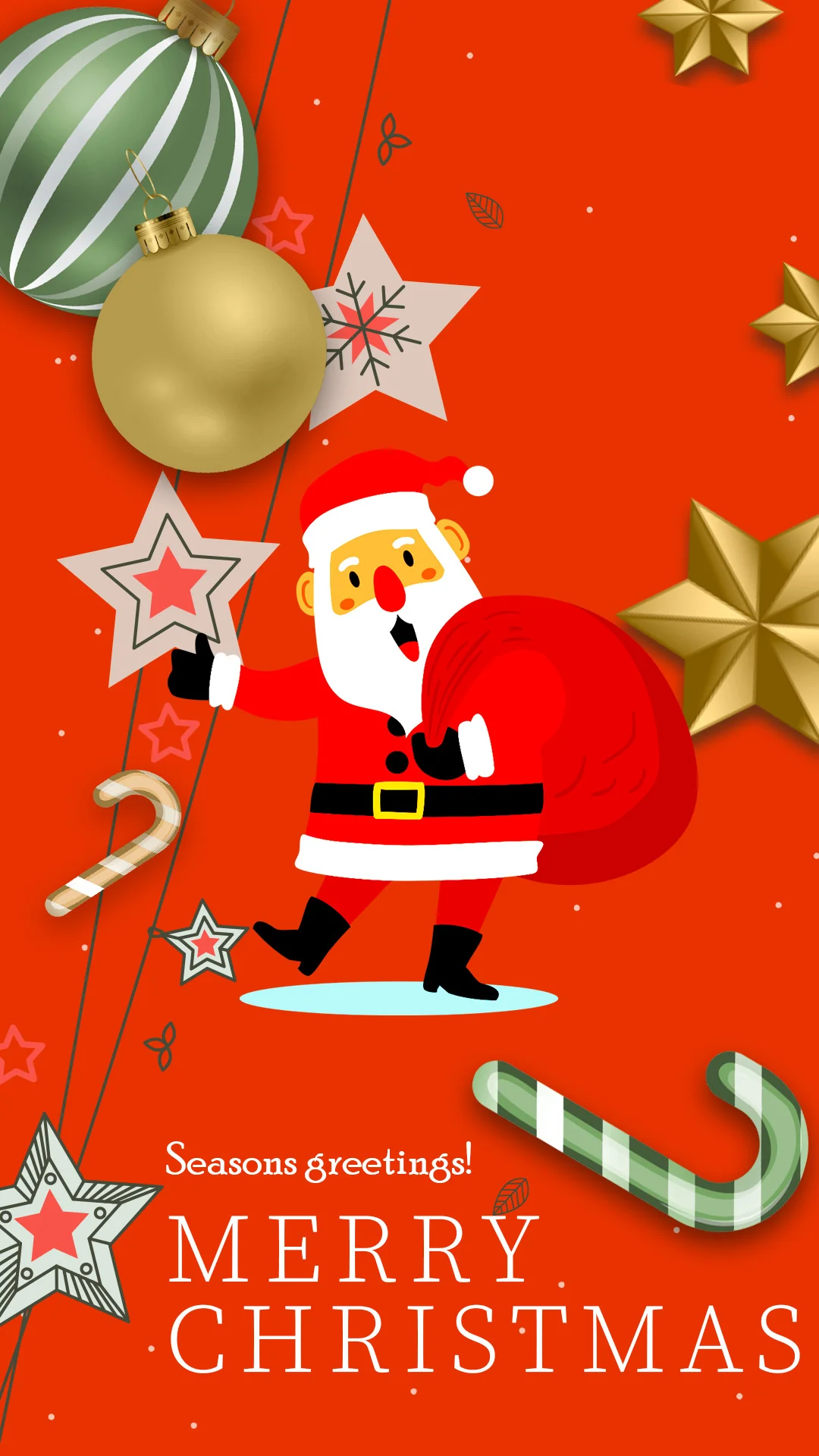 merry Christmas post design thin font with Santa Claus