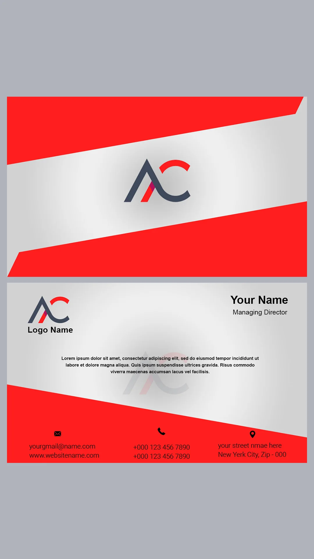 free psd - grey and red background business cards - Digitalposh designer