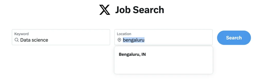 Search your job on twitter job search using relavant keywords or hashtags based on the location
